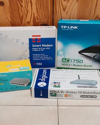 Lotto Switch e Modem Router WIFI + ADSL + Fibra