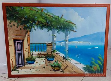 Quadro con paesaggio di Capri dipinto a mano.