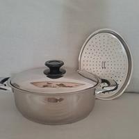 pentola acciaio inox con vaporiera 