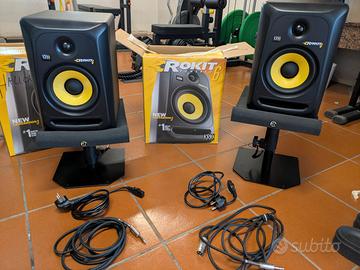 COPPIA MONITOR KRK ROKIT 6 G3 + SUPPORTI + CAVI PR