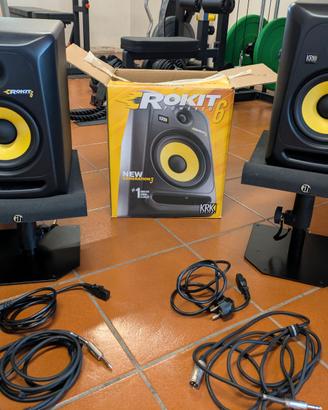 COPPIA MONITOR KRK ROKIT 6 G3 + SUPPORTI + CAVI PR