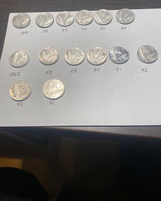 Monete 10 lire repubblica  italiana 14 pezzi