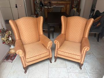 Poltrone stoffa/legno fatte a mano di tappezzeria