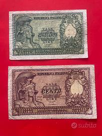 50 + 100 lire 1951 Italia Elmata