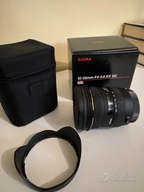 SIGMA 10-20 mm F4 -5.6 EX DC attacco Canon