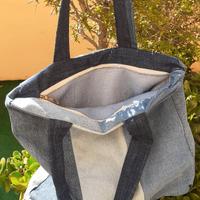 Borsa in jeans foderata con cerniera