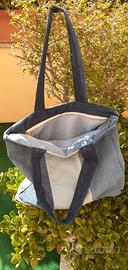 Borsa in jeans foderata con cerniera