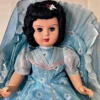 Bambola vintage 70 cm vestito azzurro