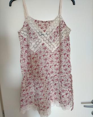 Mono tuta floreale vintage beige Zara cotone M