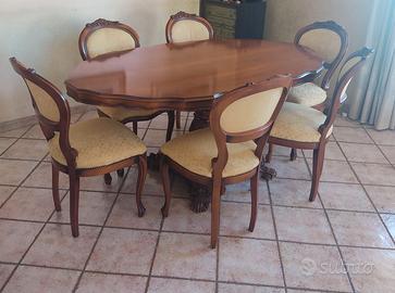 Tavolo sala da pranzo in noce + 6 sedie