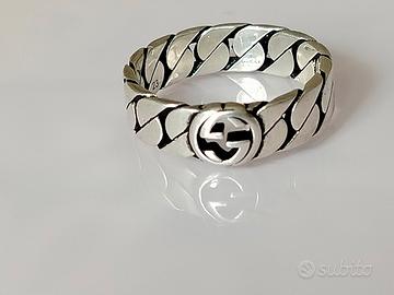 Anello GUCCI Interlocking G Catena Argento 925 - M