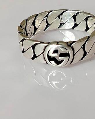 Anello GUCCI Interlocking G Catena Argento 925 - M