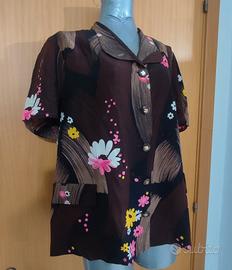 Camicia vintage con spalline, bottoni pregiati XXL