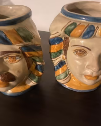 Coppia Teste di Moro Alessi Caltagirone ceramica