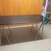 tavolo legno con cavalletti metallici