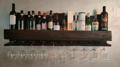 Mensola porta bottiglie in legno artigianale