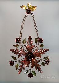 Applique/lampadario in ferro battuto-fiori/foglie