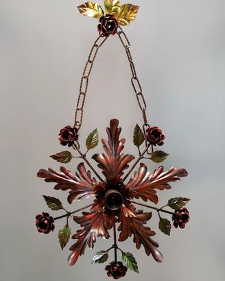 Applique/lampadario in ferro battuto-fiori/foglie