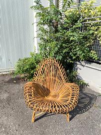 poltrona in vimini e giunco da giardino