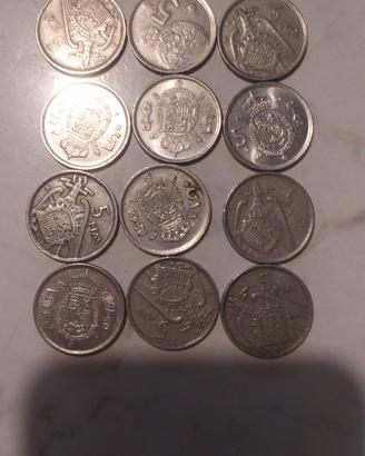 15 monete  da 5 pesetas 