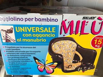Seggiolino bici Milù + rotelle bici