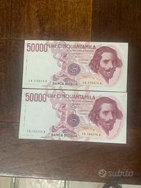 Coppia banconote50.00lire