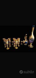 Servizio da rosolio in vetro di murano e oro zecch