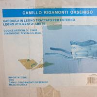 Carretta in legno portafiori in legno di abete