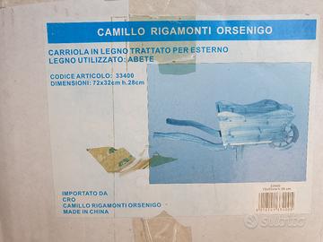 Carretta in legno portafiori in legno di abete