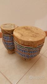 Bongo doppio tamburo in ceramica e pelle