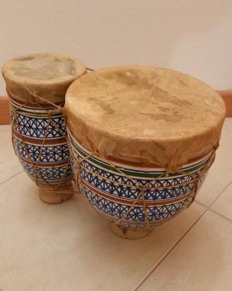 Bongo doppio tamburo in ceramica e pelle