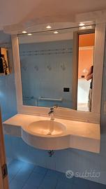 Lavandino specchio e cappello con lampadine