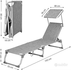 Songmics Lettino Sdraio Pieghevole Prendisole