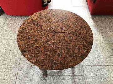 Tavolino salotto etnico in legno con intarsi