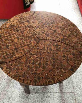 Tavolino salotto etnico in legno con intarsi