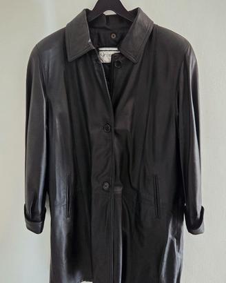 Giacca femminile lunga in vera pelle stile vintage