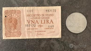 Lire: 1 moneta e 1 banconota