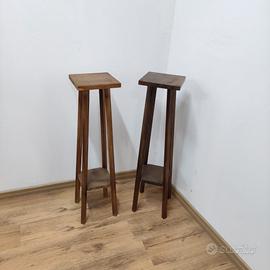 trespoli portavasi in legno colonna metà xx secolo