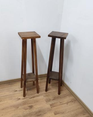 trespoli portavasi in legno colonna metà xx secolo