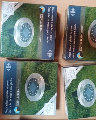 luce led solare 4 faretti  da giardino 