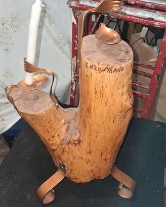 PORTA CANDELA IN TRONCO DI LEGNO