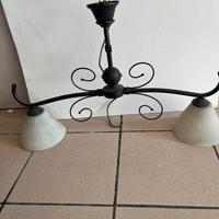 Lampadario a 2 luci in ferro battuto