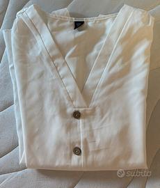 Blusa Donna 4XL Bianca Bottoni Centrali - Shein