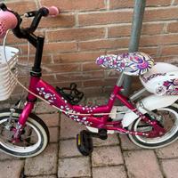 Bici bimba ruote 12 pollici con 2 cestini
