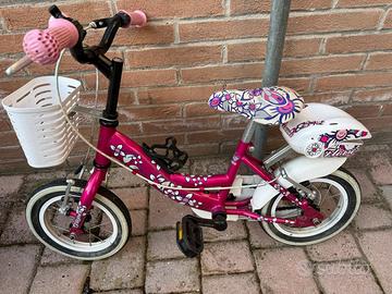 Bici bimba ruote 12 pollici con 2 cestini