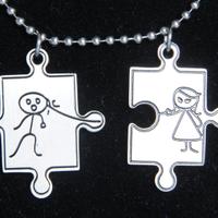 Ciondolo in acciaio puzzle divisibile amore