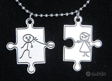 Ciondolo in acciaio puzzle divisibile amore