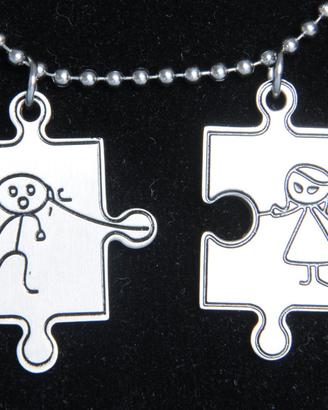 Ciondolo in acciaio puzzle divisibile amore