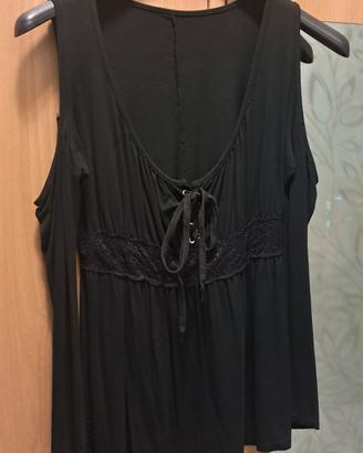 Maglietta Top nero maniche lunghe