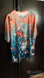 Maglietta donna mezza manica a fiori